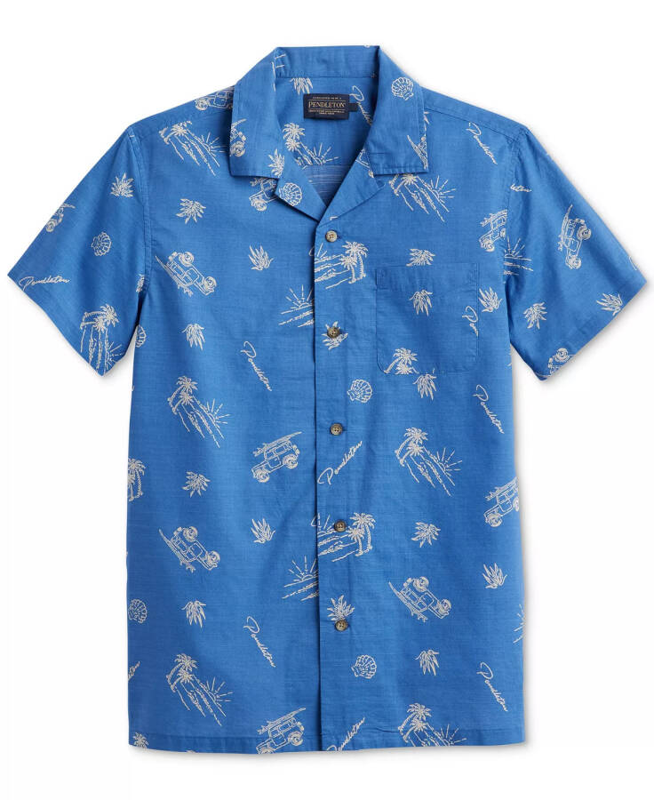 Men's Aloha Island Print Short Sleeve Button-Front Shirt Dune Rider Blue - 1