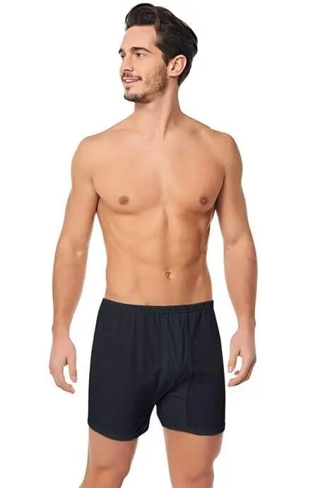 Men's Ankle Boxer Shorts 6-Pack Black 100% Cotton Knit - 3