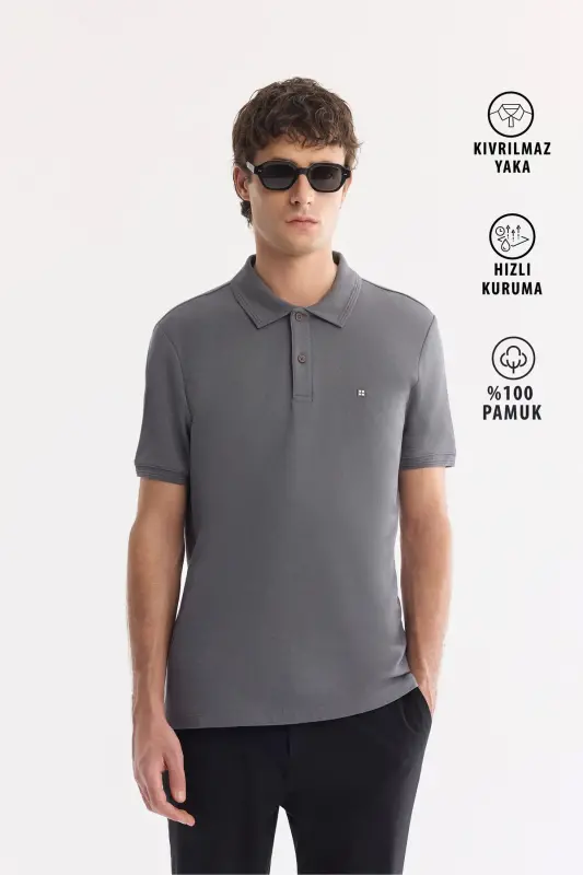 Men's Anthracite 100% Cotton Quick-Drying Wrinkle-Resistant - 1