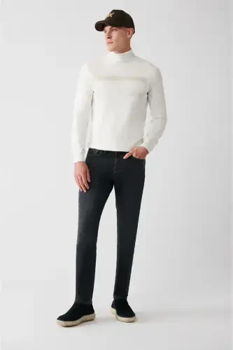 Men's Anthracite Berlin Jean Pants Distressed Washed Stretch Coated Slim Fit A32y3506 - 1