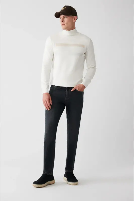 Men's Anthracite Berlin Jean Pants Distressed Washed Stretch Coated Slim Fit A32y3506 - AVVA