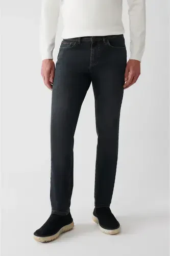 Men's Anthracite Berlin Jean Pants Distressed Washed Stretch Coated Slim Fit A32y3506 - 2