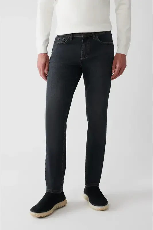 Men's Anthracite Berlin Jean Pants Distressed Washed Stretch Coated Slim Fit A32y3506 - 2