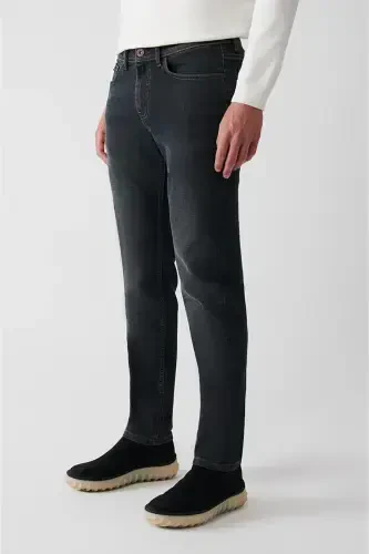 Men's Anthracite Berlin Jean Pants Distressed Washed Stretch Coated Slim Fit A32y3506 - 3
