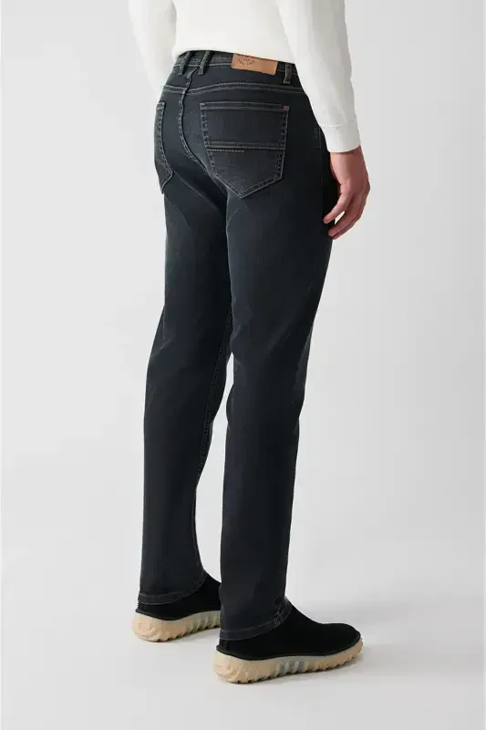 Men's Anthracite Berlin Jean Pants Distressed Washed Stretch Coated Slim Fit A32y3506 - 5