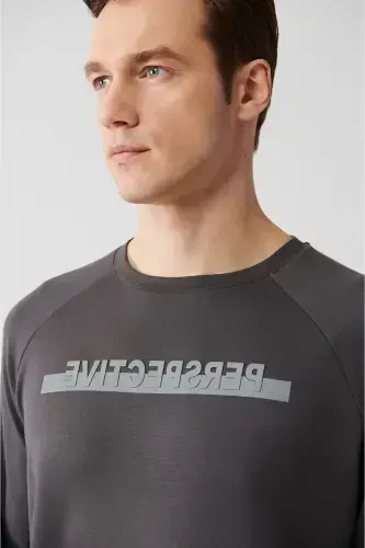 Men's Anthracite Crew Neck Sweatshirt - AVVA (1)