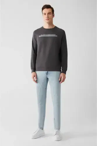 Men's Anthracite Crew Neck Sweatshirt - 5