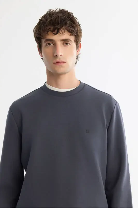 Men's Anthracite Crew Neck Sweatshirt - 2