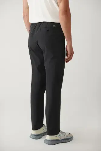 Men's Anthracite Elastic Waist Drawstring Zipper Pocket Water Repellent Bistretch Relaxed Fit Trousers A41y3235 - 5