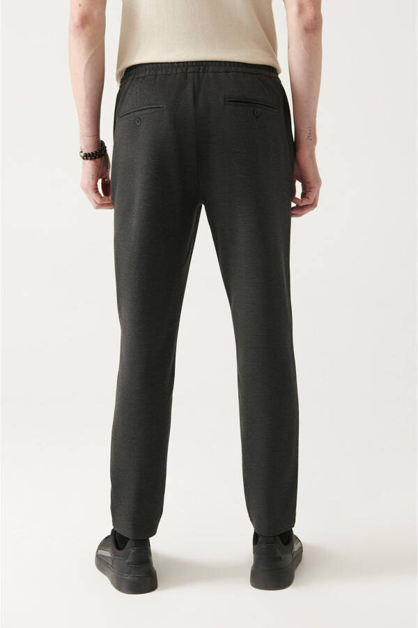 Men's Anthracite Jogger Pants with Side Pockets, Woven Drawstring Relaxed Fit B003005 - 11