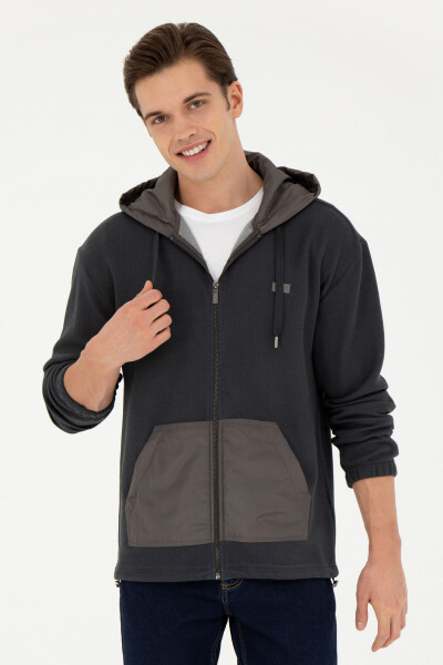 Men's Anthracite Knit Cardigan - 1