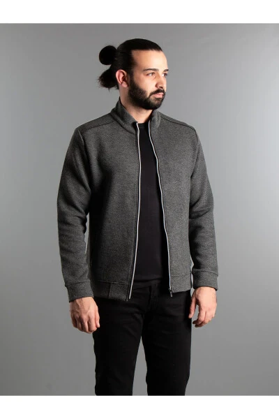 Men's Anthracite Knitted Cardigan - ZEKİ ÖZER