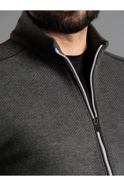 Men's Anthracite Knitted Cardigan - ZEKİ ÖZER (1)