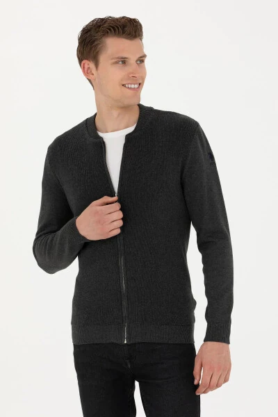 Men's Anthracite Mélange Basic Knit Cardigan 50277107-VR081 - 1
