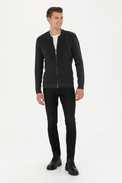 Men's Anthracite Mélange Basic Knit Cardigan 50277107-VR081 - 4