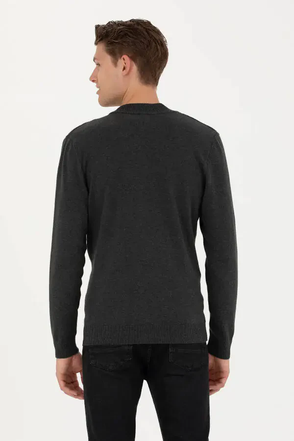 Men's Anthracite Mélange Basic Knit Cardigan 50277107-VR081 - 5