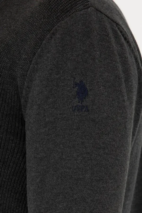 Men's Anthracite Mélange Basic Knit Cardigan 50277107-VR081 - 7