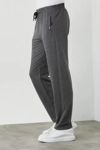 Men's Anthracite-Navy 2-Piece Tracksuit Bottoms Zipper Pocket Embroidered Detail Straight Leg Relaxed Fit-Navy - COMEOR (1)