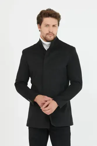 Men's Anthracite New Season Short Wool Coat-Anthracite - 1