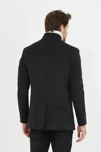 Men's Anthracite New Season Short Wool Coat-Anthracite - 4