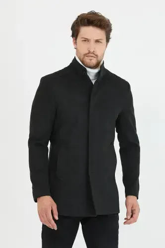 Men's Anthracite New Season Short Wool Coat-Anthracite - 6