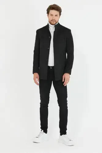 Men's Anthracite New Season Short Wool Coat-Anthracite - 7