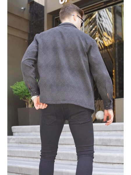 Men's Anthracite Patterned Flannel Shirt 6711 - LC WAIKIKI (1)