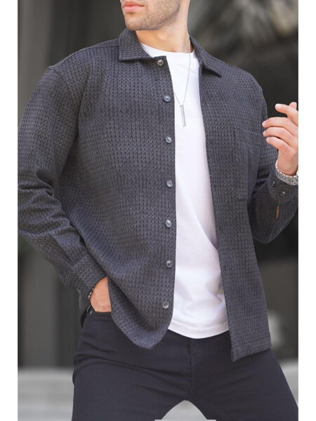 Men's Anthracite Patterned Flannel Shirt 6711 - 3