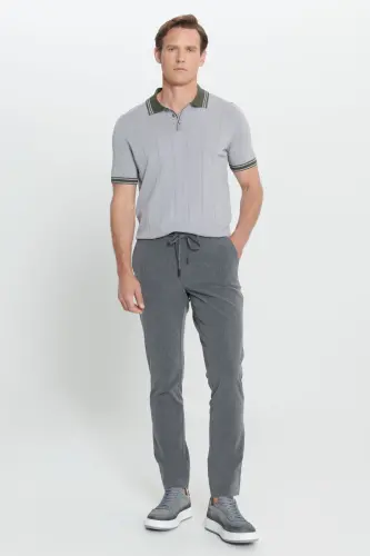 Men's Anthracite Slim Fit Narrow Cut Side Pocket Patterned - ALTINYILDIZ CLASSICS (1)