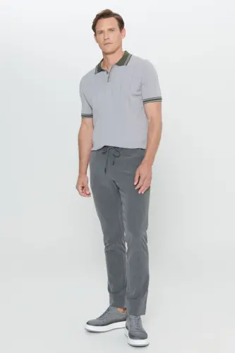 Men's Anthracite Slim Fit Narrow Cut Side Pocket Patterned - 5