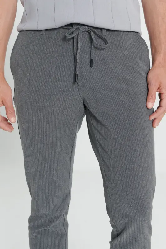 Men's Anthracite Slim Fit Narrow Cut Side Pocket Patterned - 7