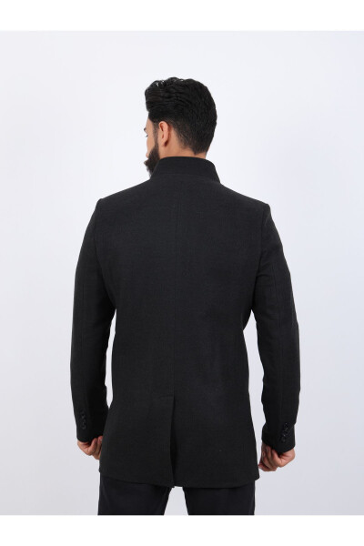 Men's Anthracite Slim Fit Notch Lapel Wool Coat - 8