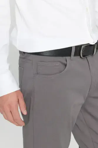 Men's Anthracite Slim Fit Skinny 5 Pocket Cotton Canvas Stretch Chino Pants - 6