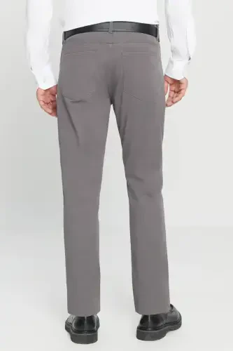 Men's Anthracite Slim Fit Skinny 5 Pocket Cotton Canvas Stretch Chino Pants - 7