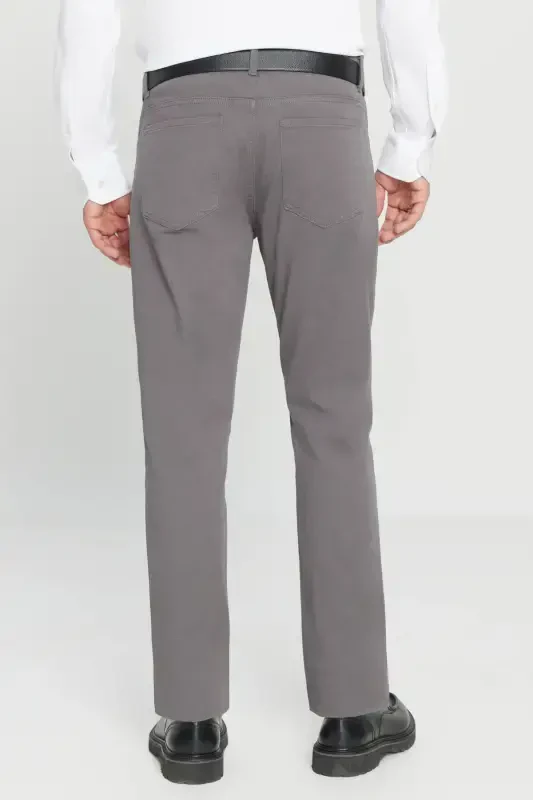 Men's Anthracite Slim Fit Skinny 5 Pocket Cotton Canvas Stretch Chino Pants - 7