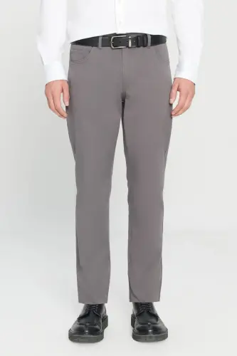 Men's Anthracite Slim Fit Skinny 5 Pocket Cotton Canvas Stretch Chino Pants 