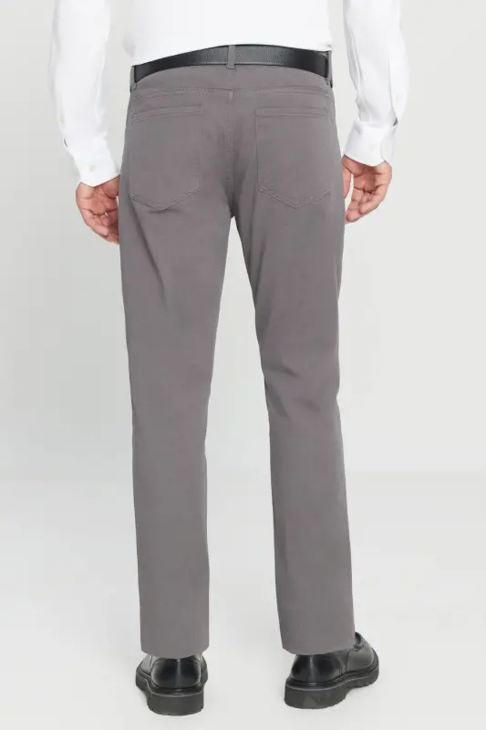 Men's Anthracite Slim Fit Skinny 5 Pocket Cotton Canvas Stretch Chino Pants - 7