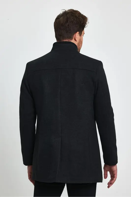 MEN'S ANTHRACITE SLIM FIT WOOL BLEND COAT-ANTHRACITE - 6