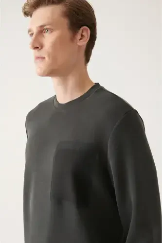 Men's Anthracite Soft Touch Crew Neck Sweatshirt - AVVA (1)