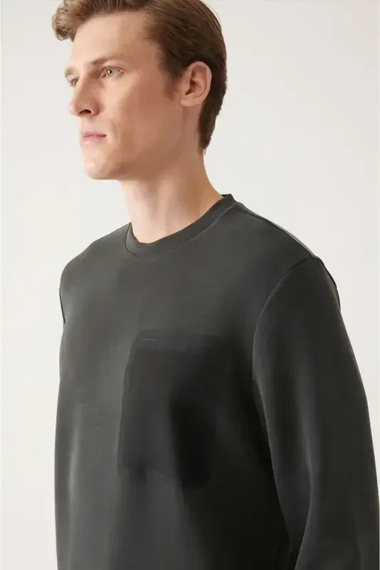 Men's Anthracite Soft Touch Crew Neck Sweatshirt - 2