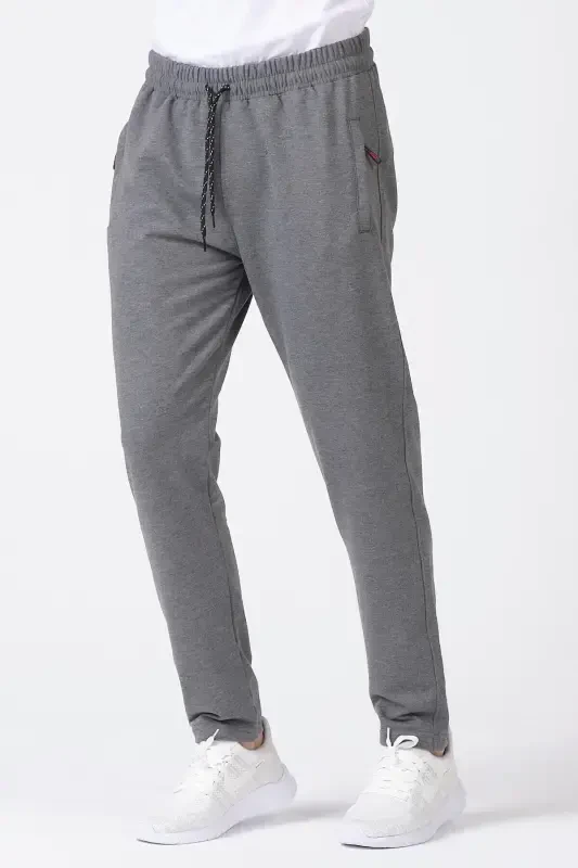 Men's Anthracite Straight Leg Detailed Sweatpants-Anthracite - 1