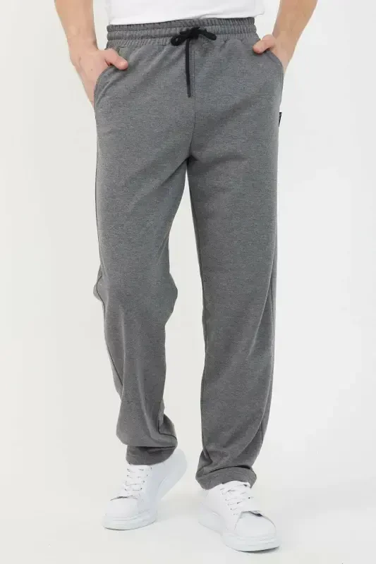 Men's Anthracite Straight Leg Relaxed Fit Sweatpants-ANTHRACITE - MMETALIC