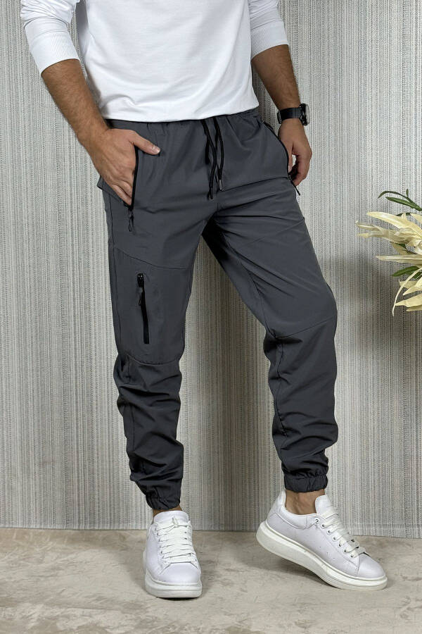 Men's Anthracite Summer Outdoor Sport Lycra Jogger Pants - 10