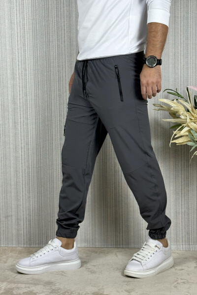 Men's Anthracite Summer Outdoor Sport Lycra Jogger Pants - 13