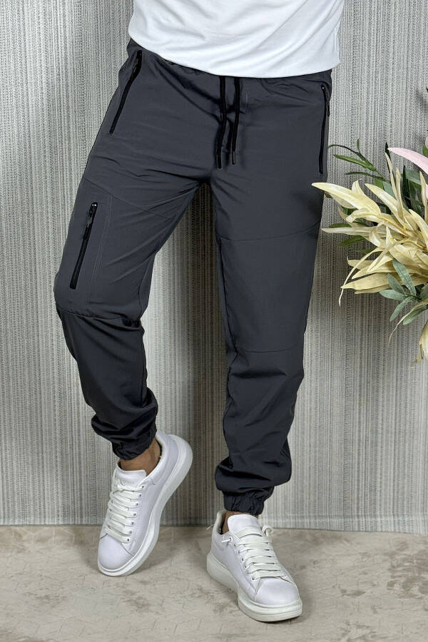 Men's Anthracite Summer Outdoor Sport Lycra Jogger Pants - 14