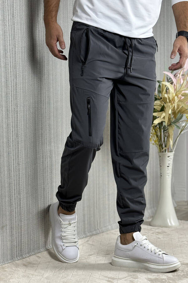 Men's Anthracite Summer Outdoor Sport Lycra Jogger Pants - 15