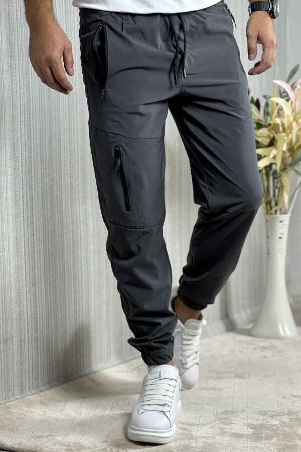 Men's Anthracite Summer Outdoor Sport Lycra Jogger Pants - 16