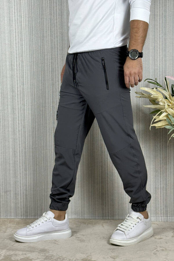 Men's Anthracite Summer Outdoor Sport Lycra Jogger Pants - 5