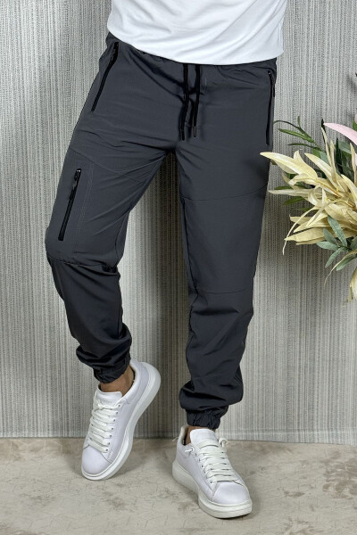 Men's Anthracite Summer Outdoor Sport Lycra Jogger Pants - 6