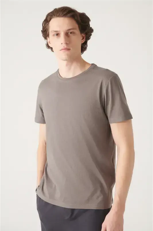 Men's Anthracite T-shirt 100% Cotton Breathable Crew Neck Regular Fit E001000 - 5